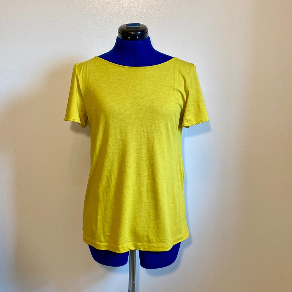LOFT Yellow Split Flutter Sleeve Top - Size: S